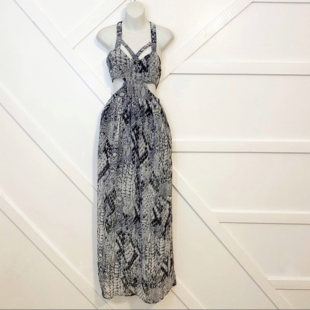 Stylestalker Snakeskin Venom Cutout Open Back Sleeveless Maxi Dress Sz 4